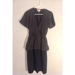 Vintage 80s Peplum Secretary Dress Size 3/4